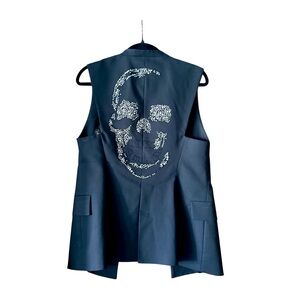 Philipp Plein Black Vest with Silver Skull Design